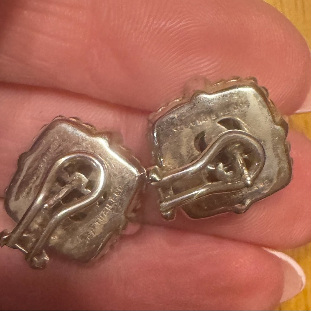 Judith Ripka Silver Earrings with Purple Amethyst Cabochons - Picture 2 of 3